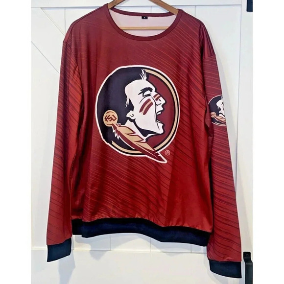 Men’s Xl Garnet Florida State Seminole’s Static Rain Printed Sweatshirt - Picture 1 of 6
